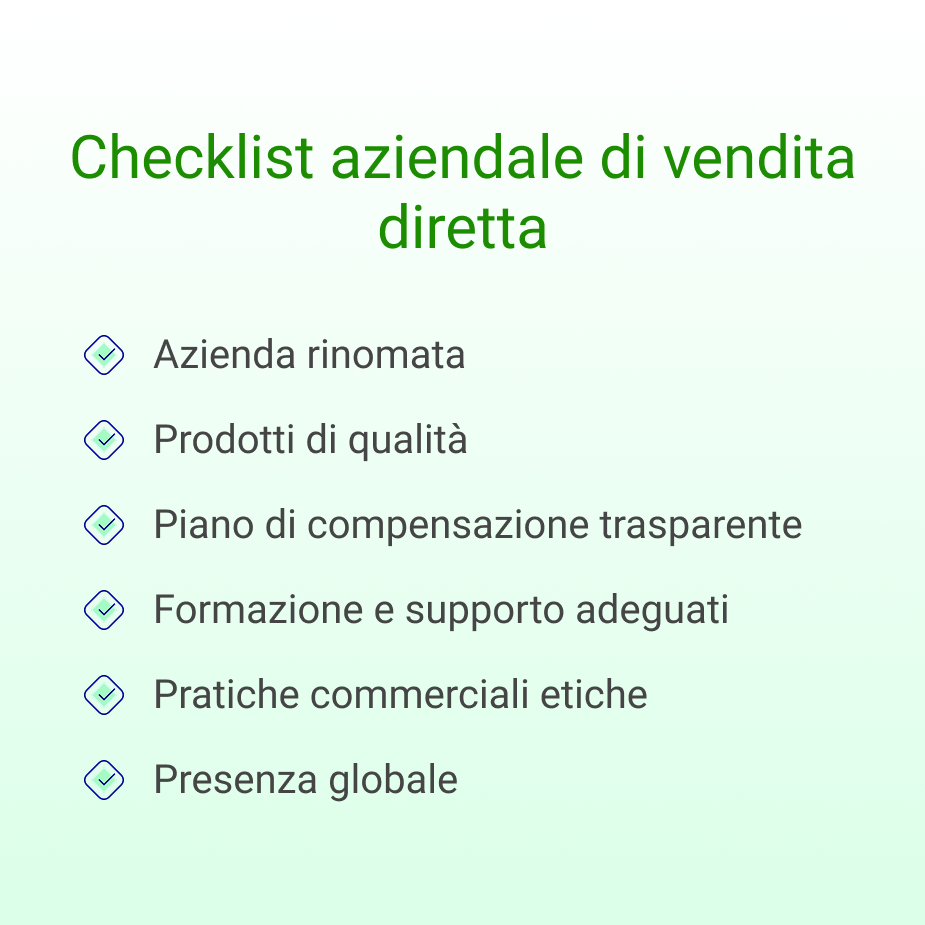 Lista di controllo per aziende di vendita diretta