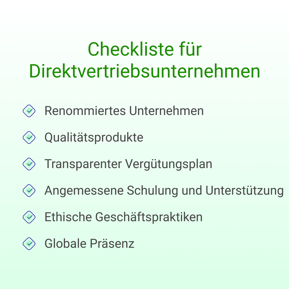 Checkliste für Direktvertriebsunternehmen
